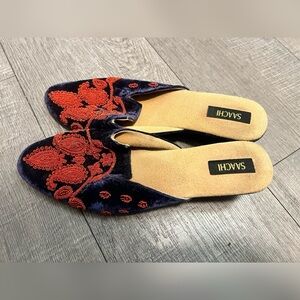 SAACHI Satin Beaded Embroidered Embellished Slip on Mule Size 9 $300